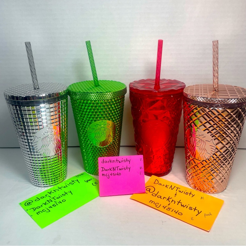 BNWT 1 STARBUCKS 2023 ROSE GOLD JEWELED 16 OZ TUMBLER COLD CUP - Picture 3 of 15